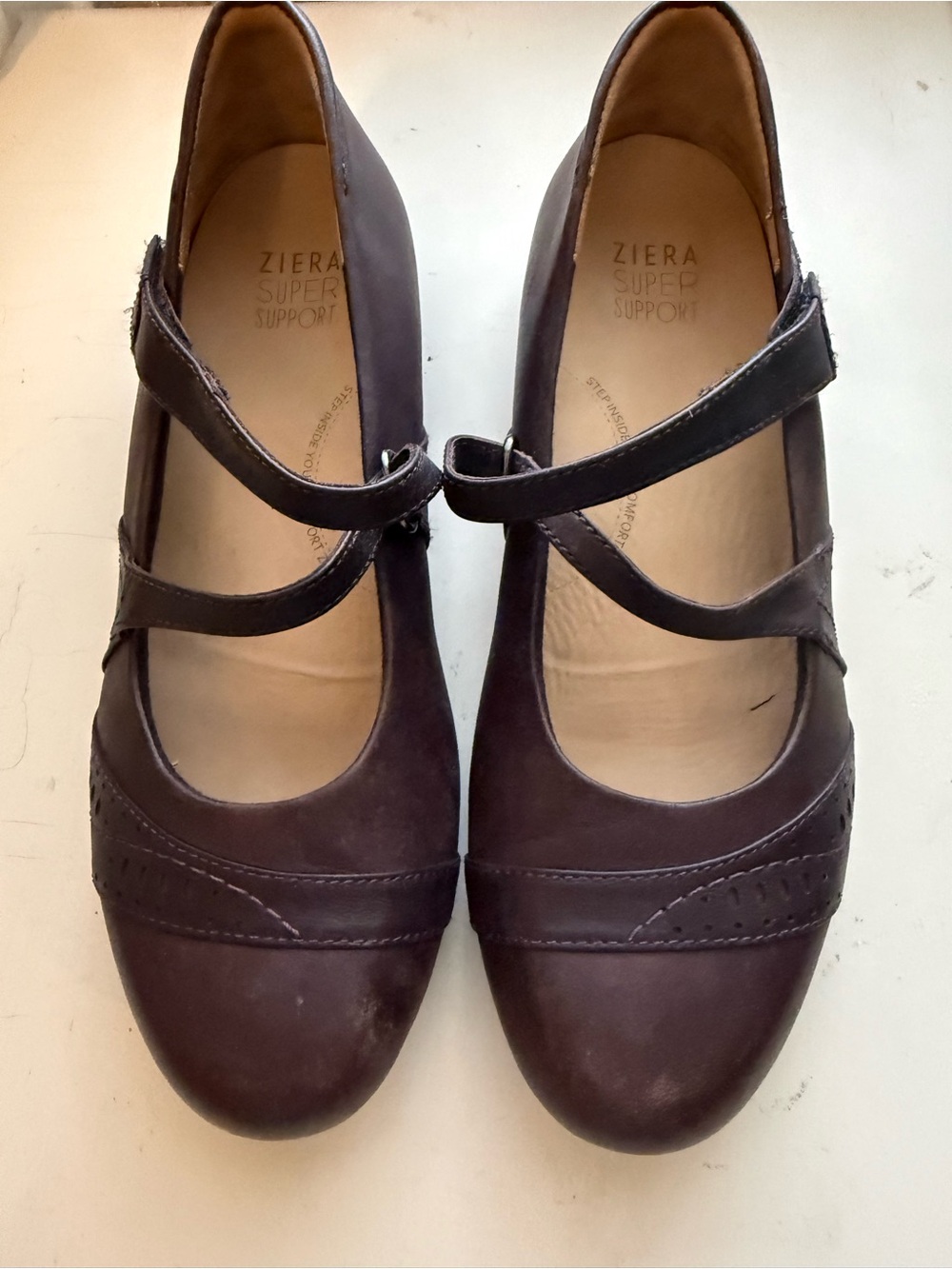 Ziera Women’s Brown Mary Jane Flats with Dual Straps